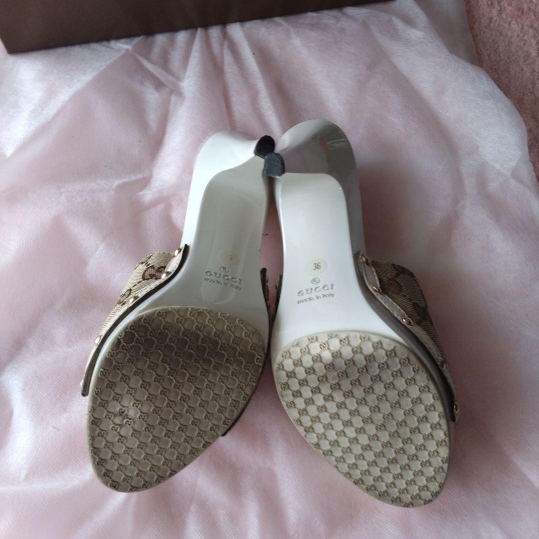 美品✨可愛いデザイン✨GUCCI GGパターン ミュール ベージュ　23センチ