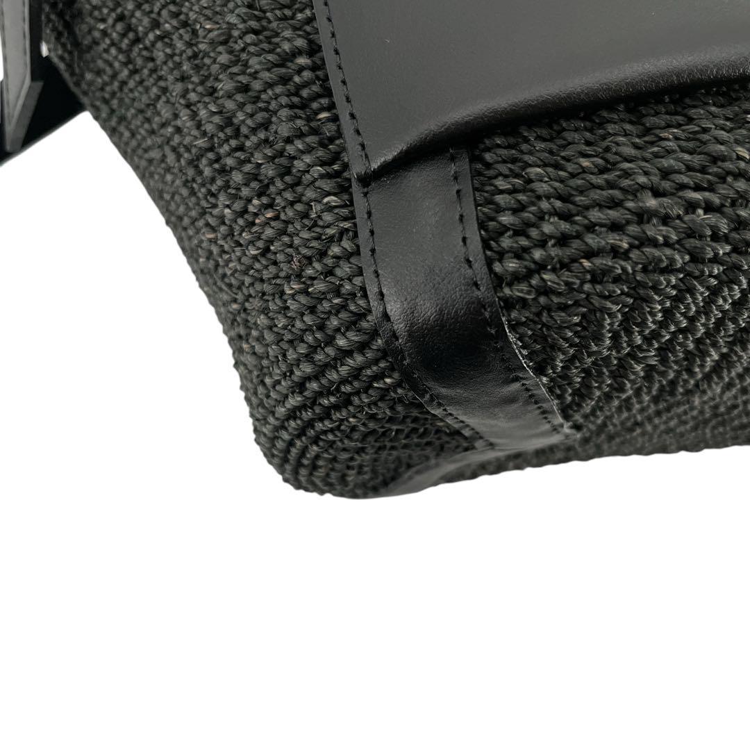 ヴィオラドーロ　2way かごバッグ　ショルダーバッグ　ミロ　アバカ　レザー　黒