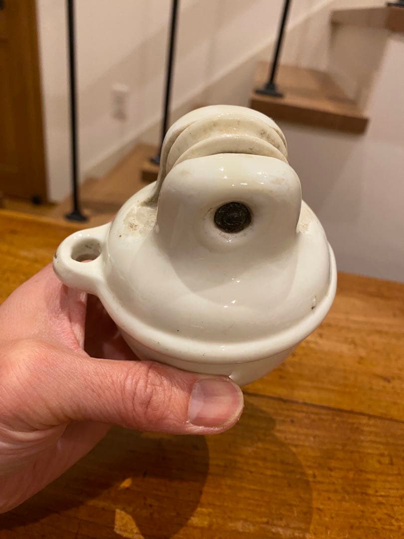 ⑤アンティーク　陶器　ペンダントライト滑車　バランサー　昇降機　照明器具