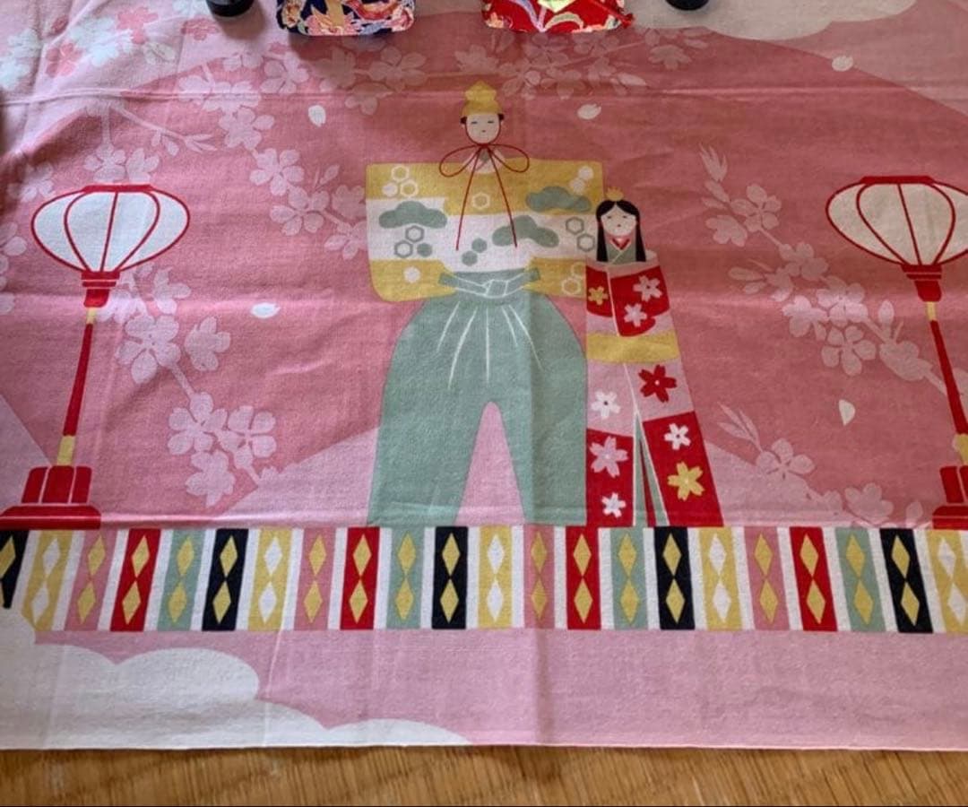 cinna……•*¨*•.¸手ぬぐい ひな祭り トート 黒 まとめ割り