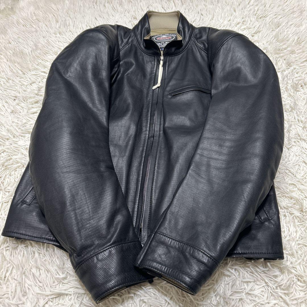 クシタニ ピンホールレザージャケット　ライダース　プロテクター　ブラック　L