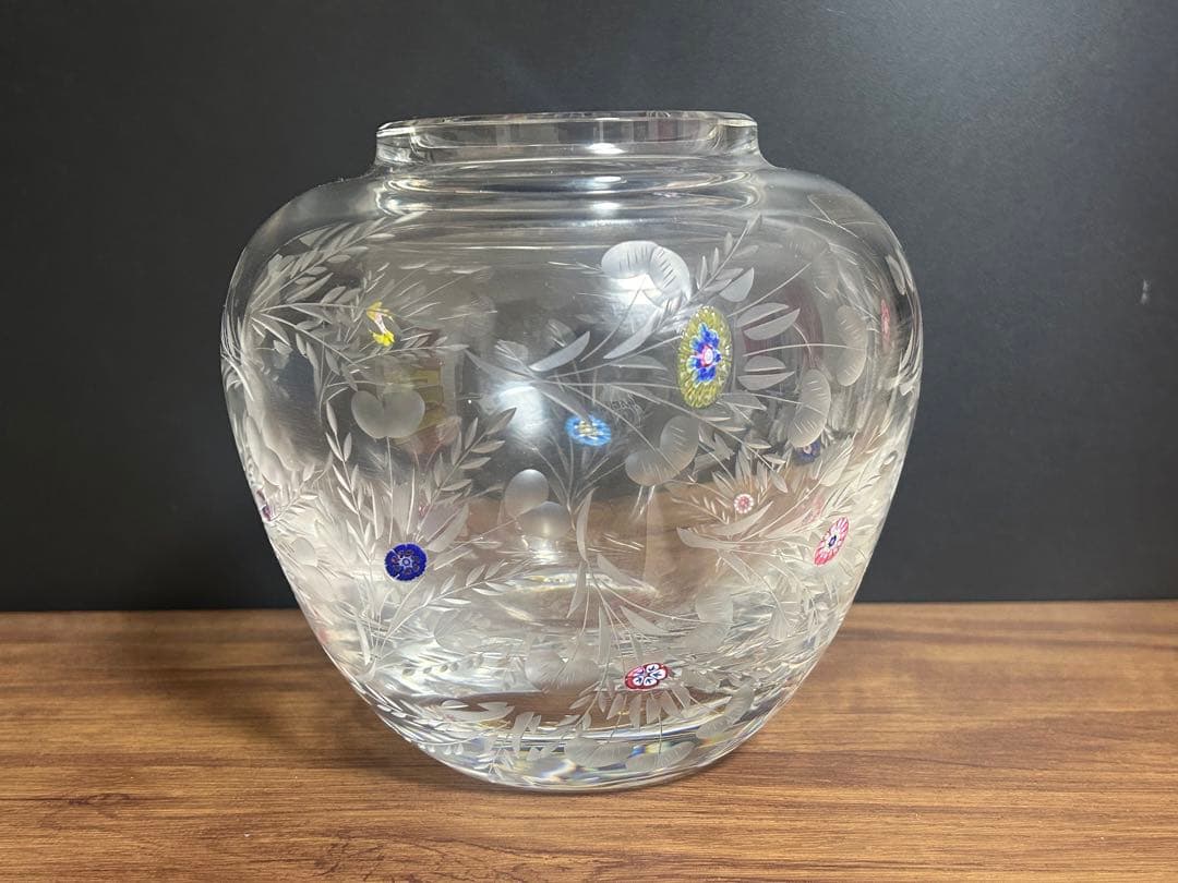 サンルイ 高級シリーズ ボッティチェリ ミルフィオリ グラヴィールカット 花瓶