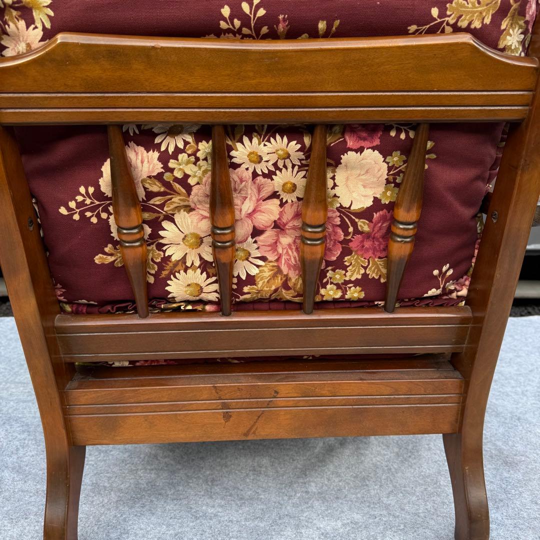 花柄 クッション 木製 アンティーク調 一人掛けチェア カリモク風