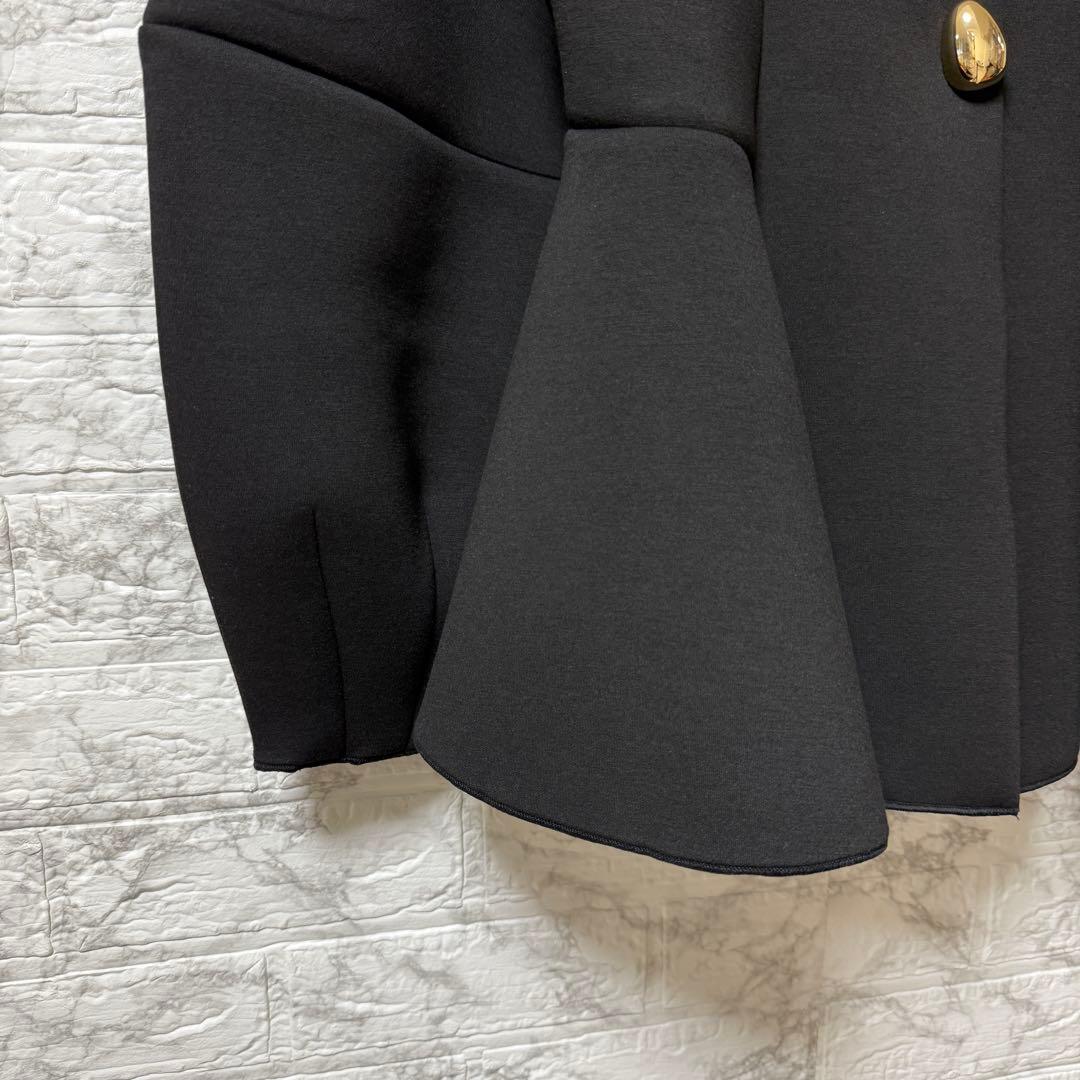 アダムエロペ エッグブローチ付ペプラムカーディガン　黒　F