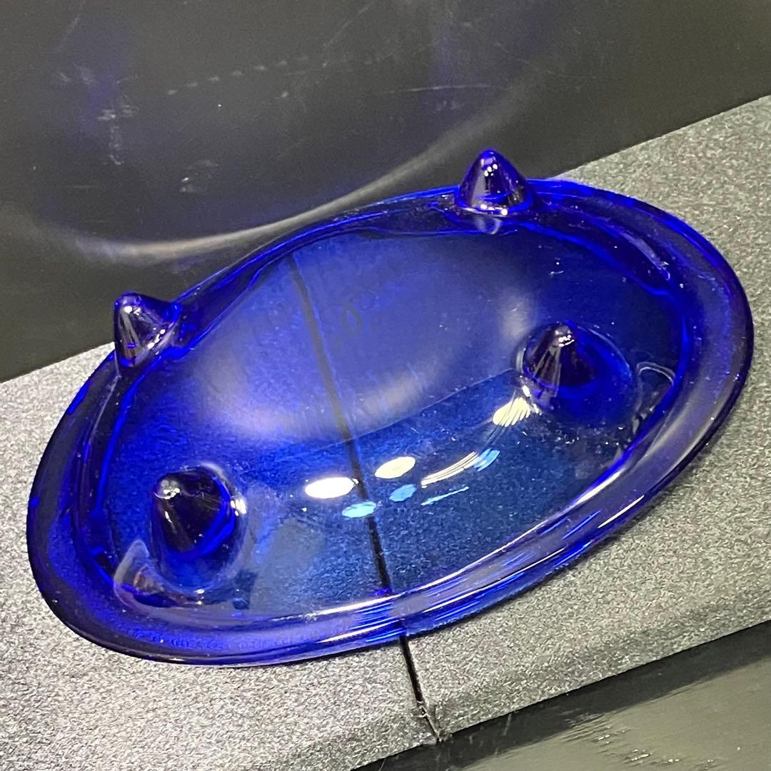 ゲラン　アンティークガラスディッシュ　ソープディッシュ　ロイヤルブルー