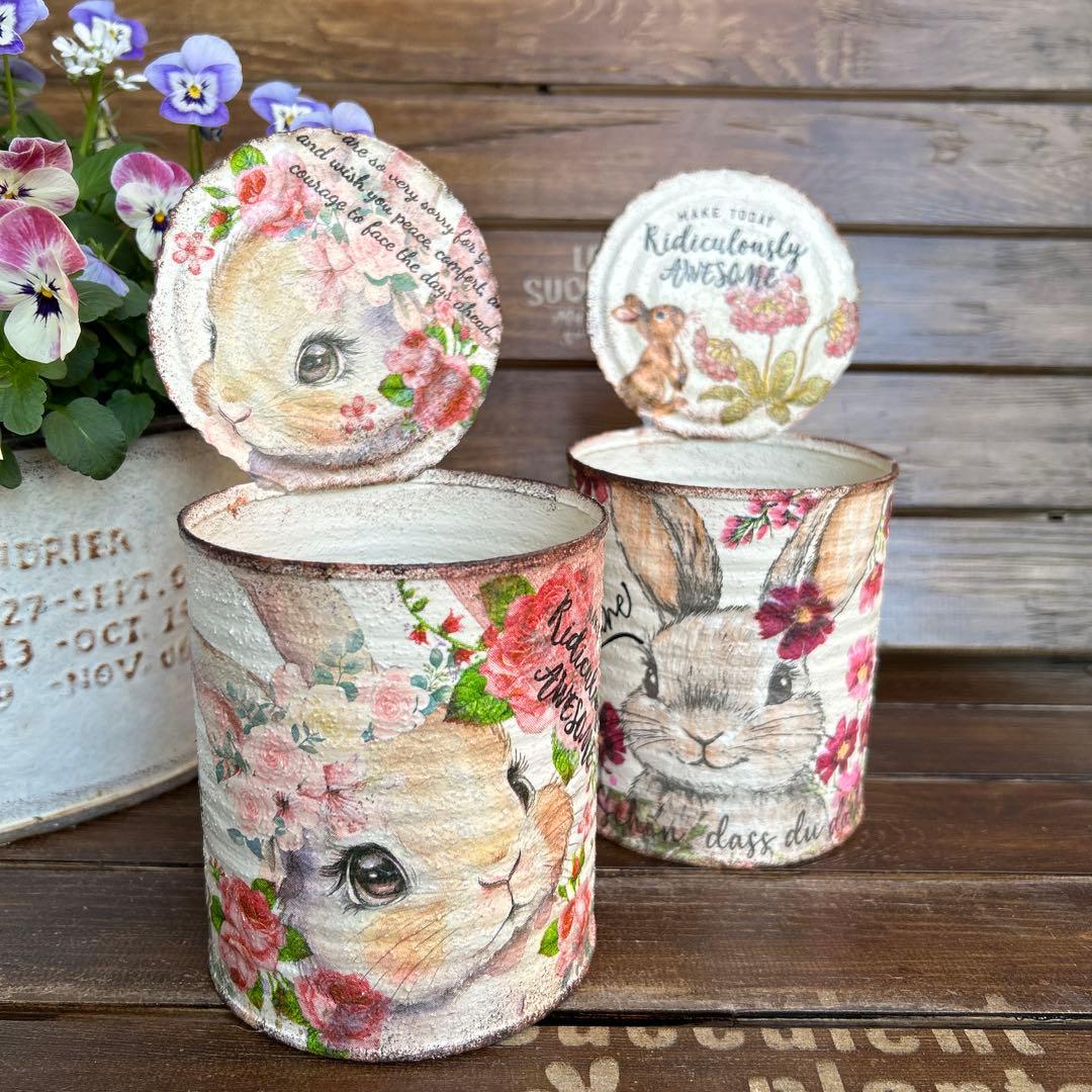 ゆなうささま リメイク缶　 うさぎさん②