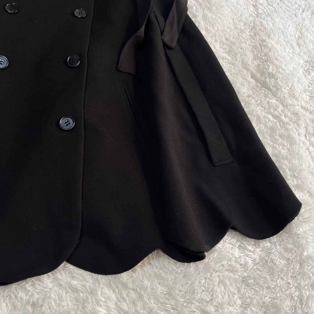 Bibiy. MELINDA CAPE BLACK リボン付き　ケープコート