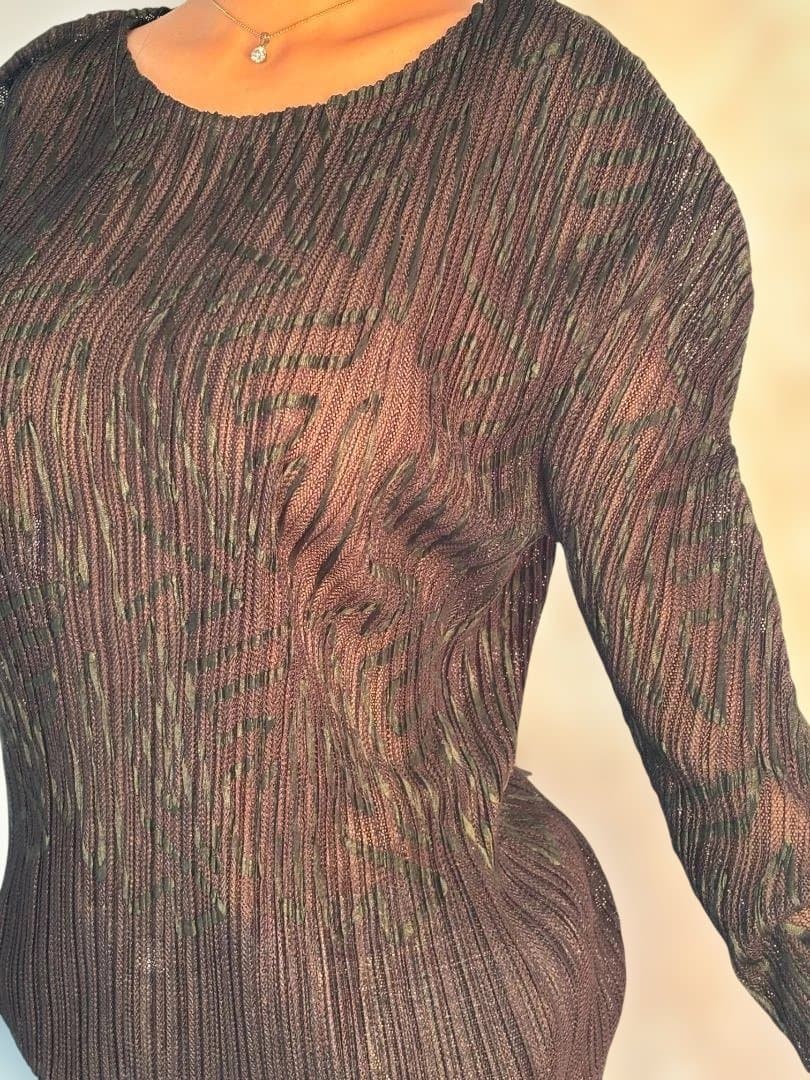 ISSEYMIYAKE プリーツ 透け感 ジグザグ模様 シャツ