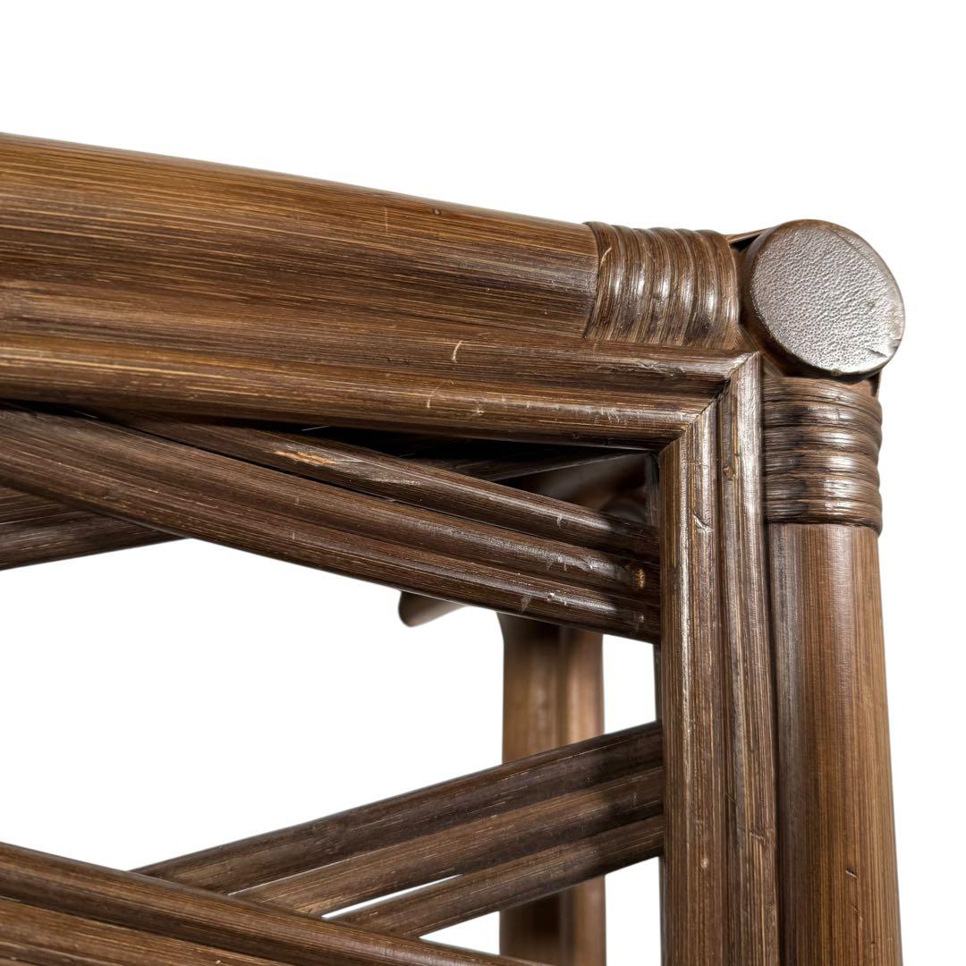 KZ035 【希少デザイン】コスガ　kosuga ラタン籐　ガラステーブル