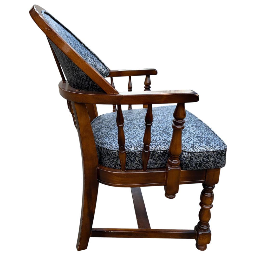 【希少】オールドカリモク コロニアル 合皮 ラタン アームチェア ①