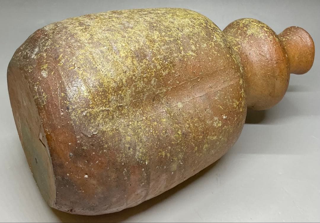 人間国宝　伊勢崎淳　瓢型花生　花入　備前焼　共箱　P99