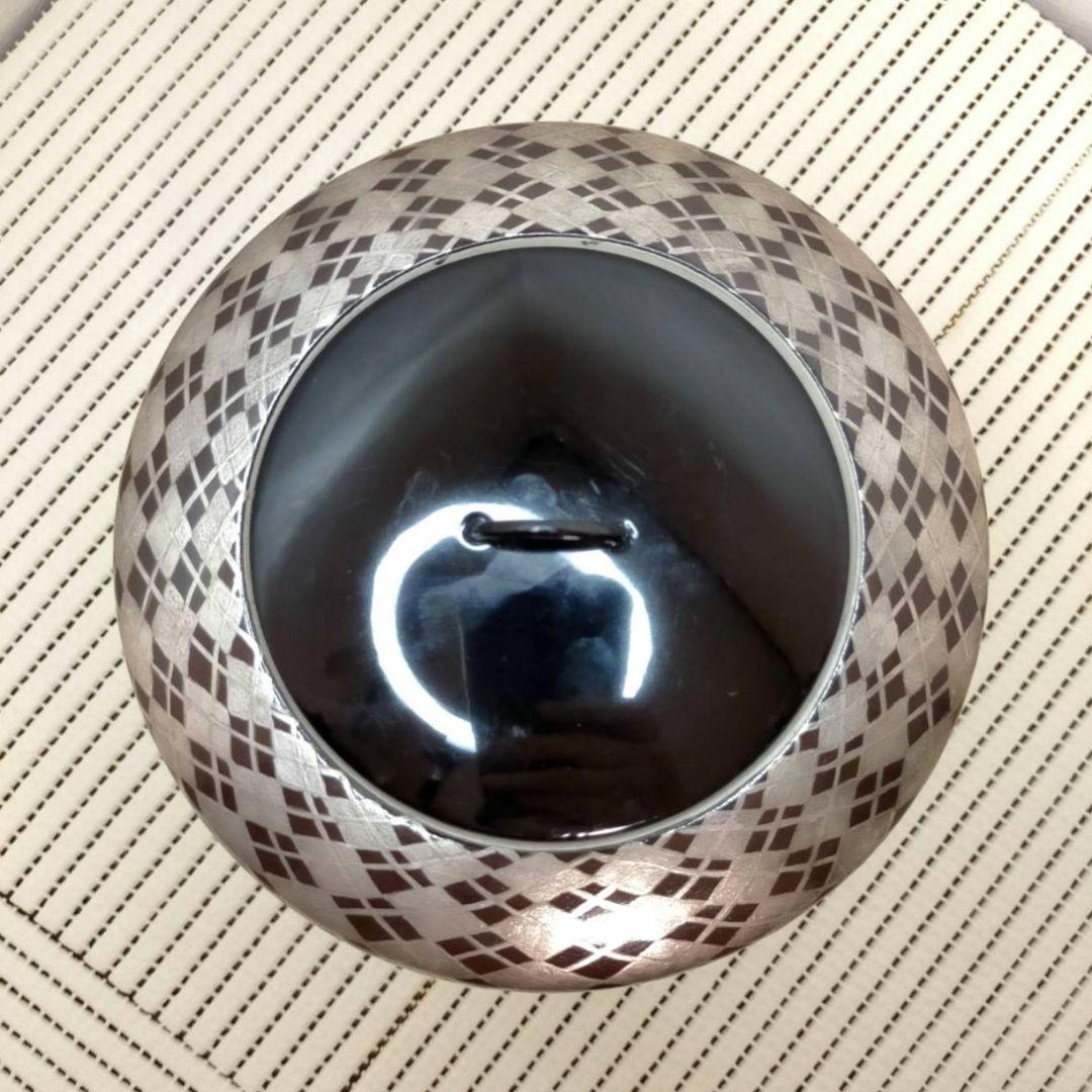 水指 龍峰作 色絵模様の図 共箱 共布 蔵出し 茶道具