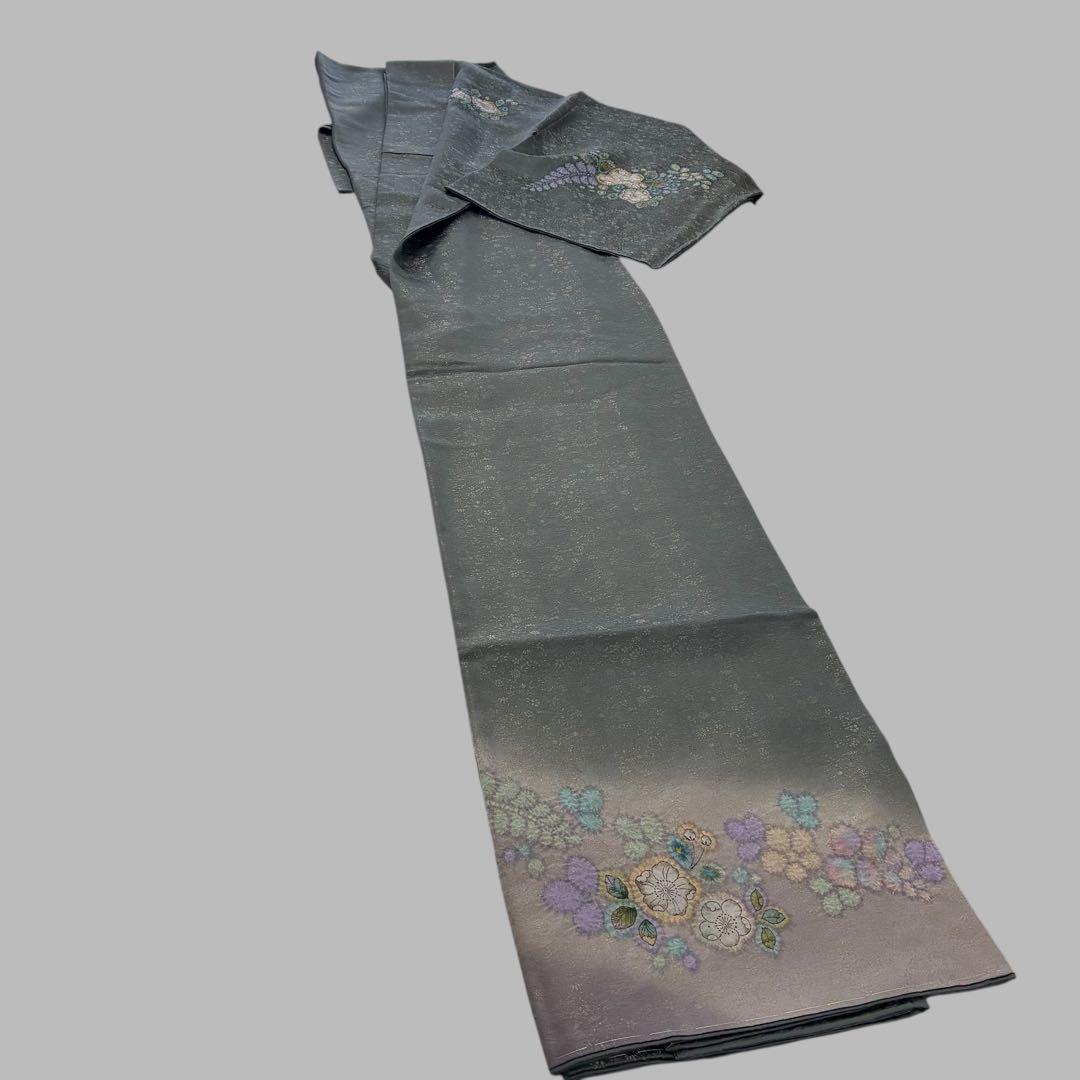 【上品】落ち着きカラー 花文様 付下げ風 着物