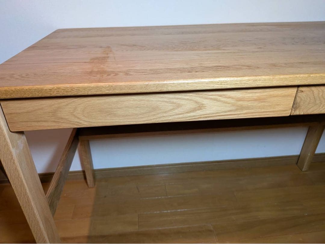 ■送料込■無印 MUJI オーク無垢材デスク 引出足元棚付 学習机 事務テーブル