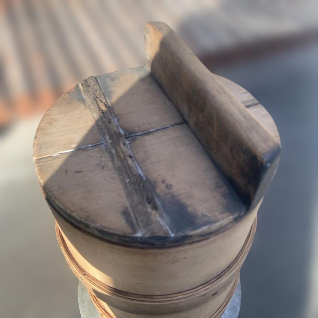 古民具 鉄製羽釜(蓋付き) ／ 和せいろ蒸し器 お餅つき用具