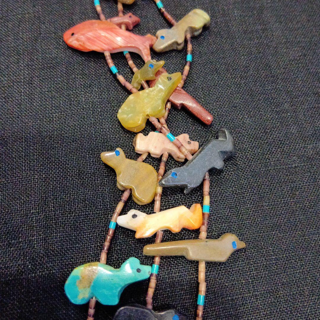 インディアンジュエリー ズニフェティッシュ 3連ネックレス