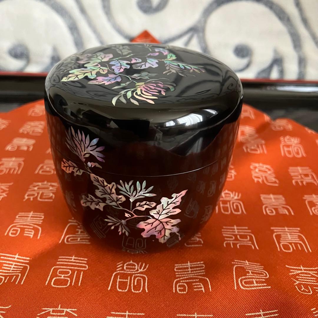 茶道具 高麗乾漆螺鈿 四君子棗 南山造 共箱