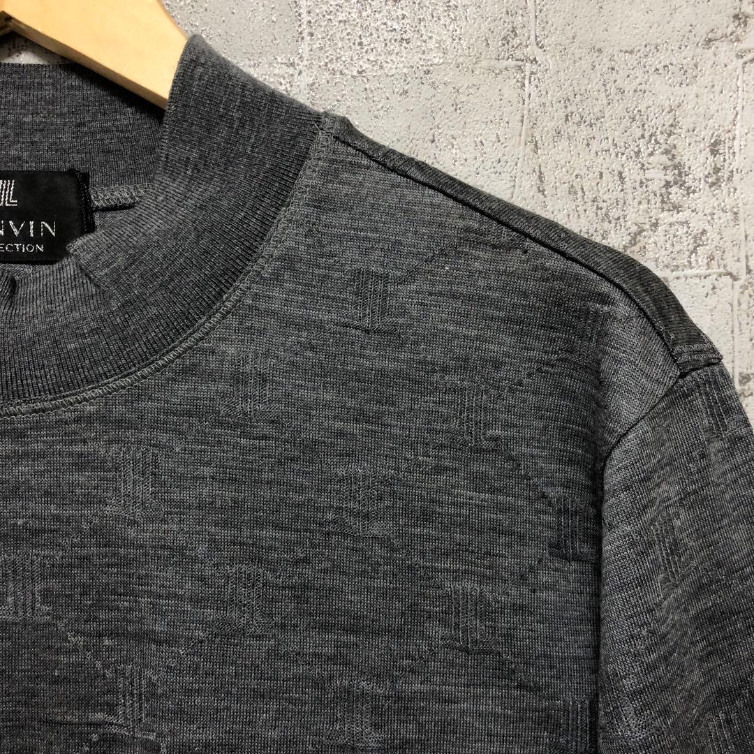 【LANVIN COLLECTION】モックネックニット　杢グレー 52(XL)
