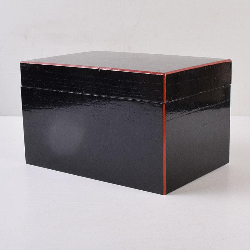 茶道具　面朱利休形茶箱　菊桐文茶碗　巾筒など　八点　一式　仕覆付　M　R9048