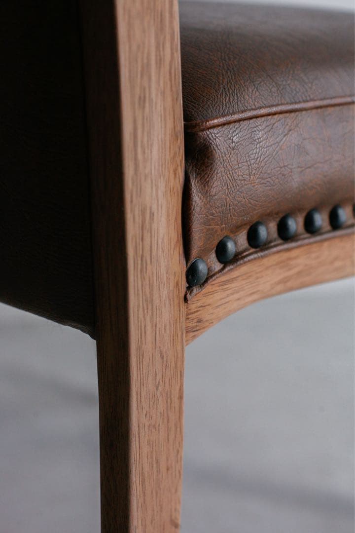ナラ 無垢材　レザーチェア　ダイニングチェア　アンティークチェア　古家具