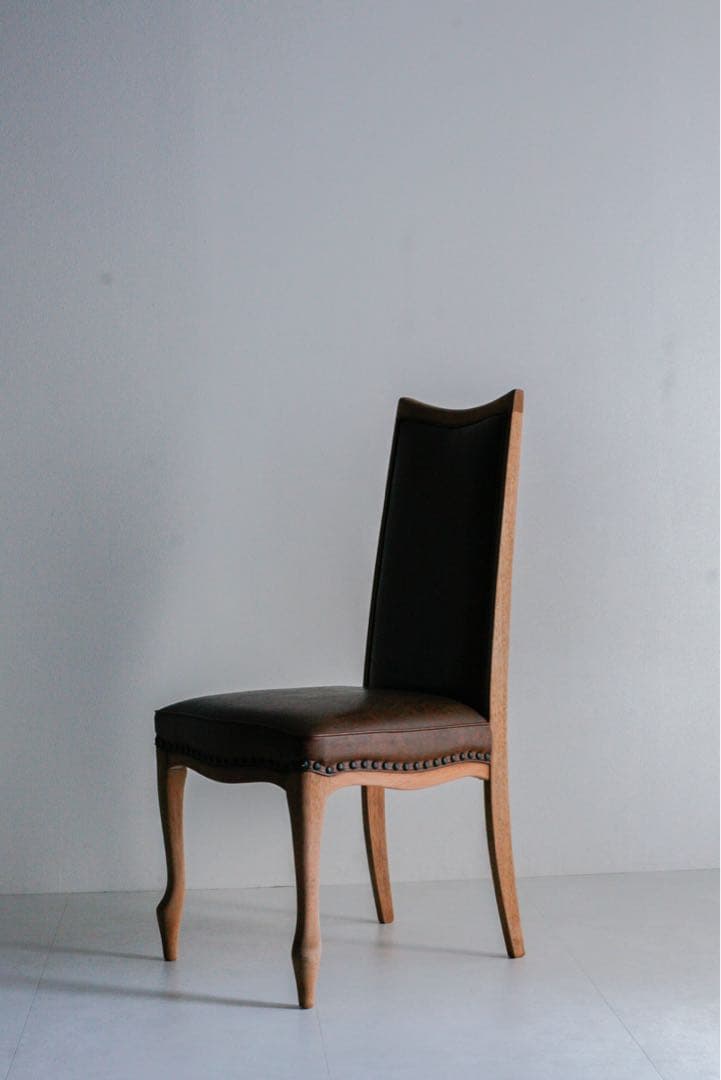 ナラ 無垢材　レザーチェア　ダイニングチェア　アンティークチェア　古家具