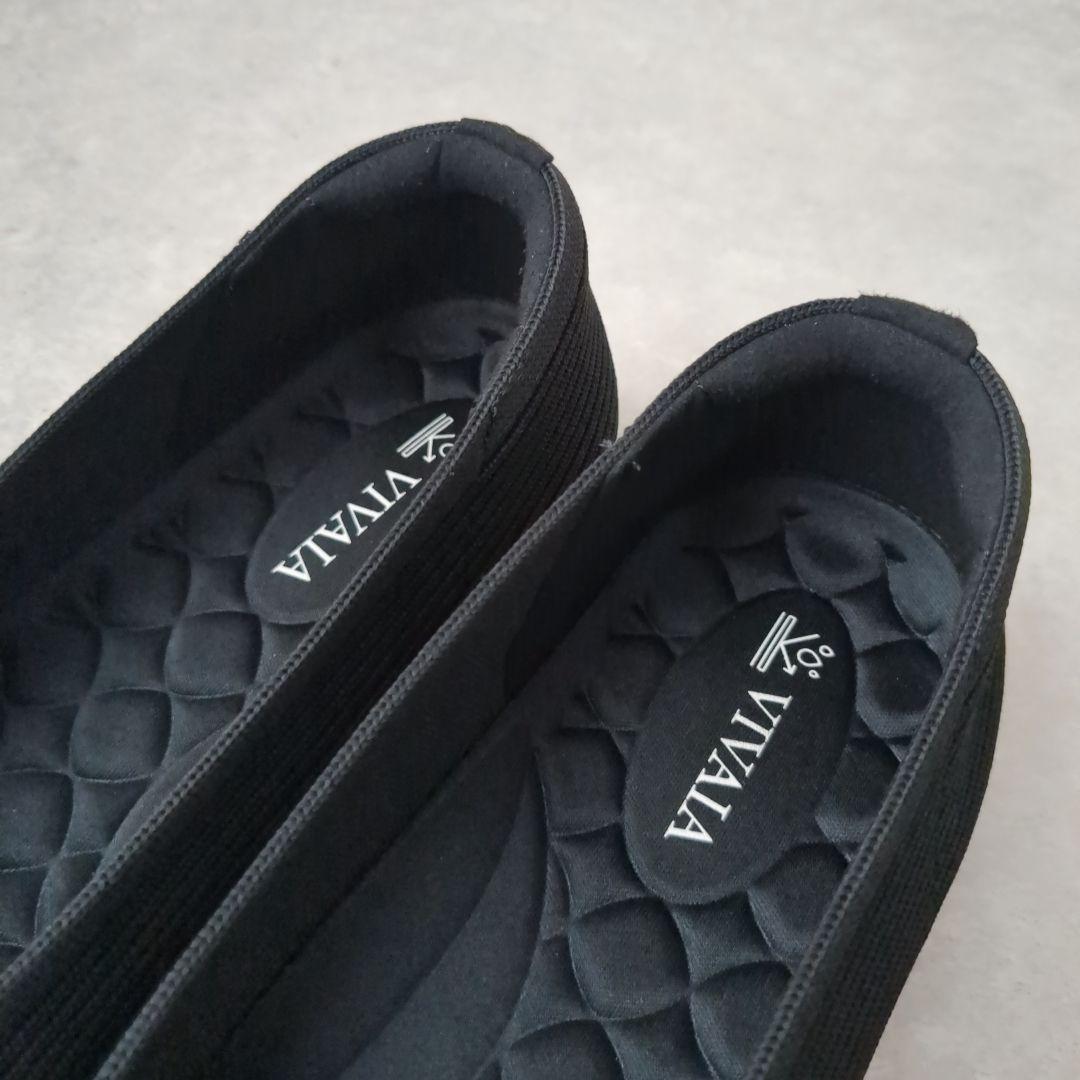 VIVAIA フラットシューズ　ニットパンプス スクエアトゥ 黒　ビバイア