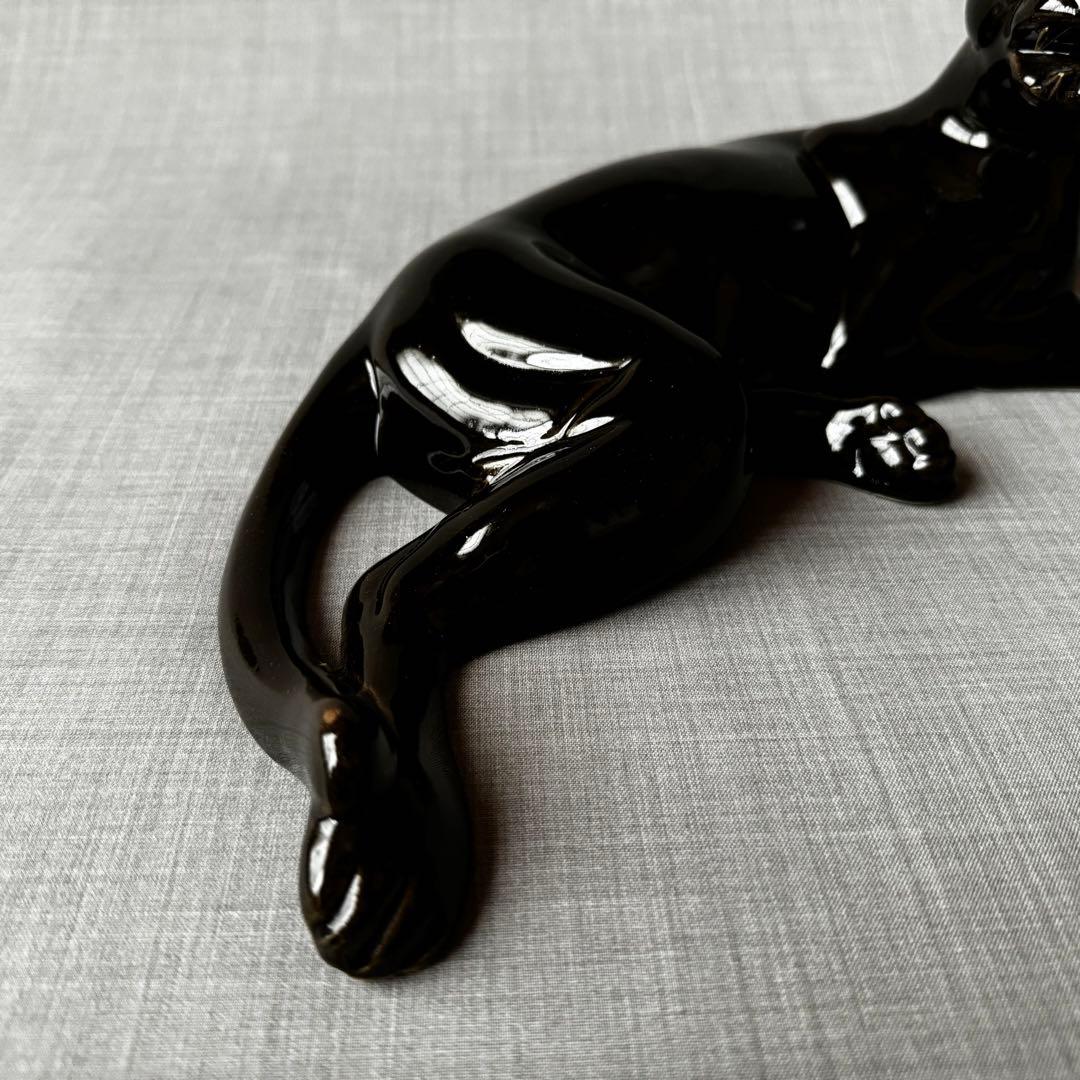 ヴィンテージ ブラックパンサー 黒豹 ペア オブジェ インテリア