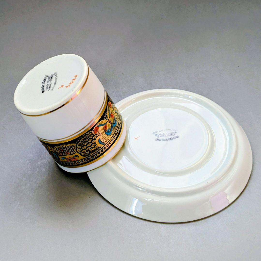 Collingwood エナメル装飾双蝶文 パウダーブルー カップ＆ソーサー