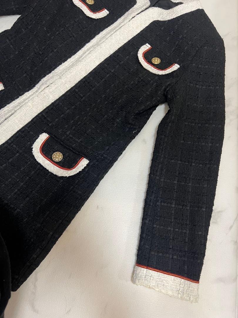 相沢えみり emiriawiz バイカラーツイードロングジャケット　M