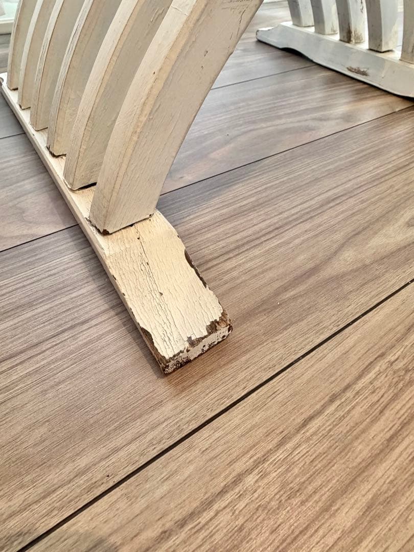 フランスアンティーク サボナローラチェア X脚 折りたたみ椅子 シャビーホワイト