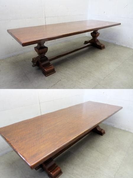 イギリスアンティーク■オーク材■無垢材■トレッスル■ダイニングテーブル■260c