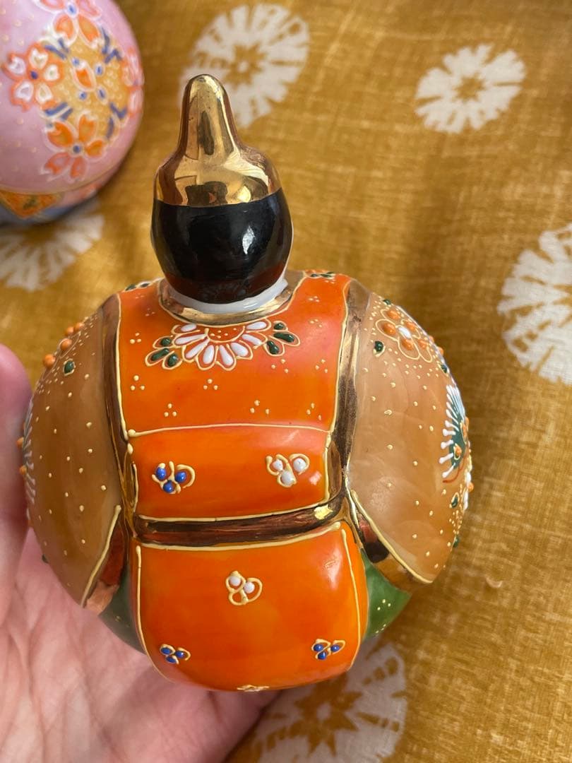 ￼￼ 九谷焼 桜盛 お雛様 ひな人形 陶器　三月 ことの兜五月人形　節句兜セット