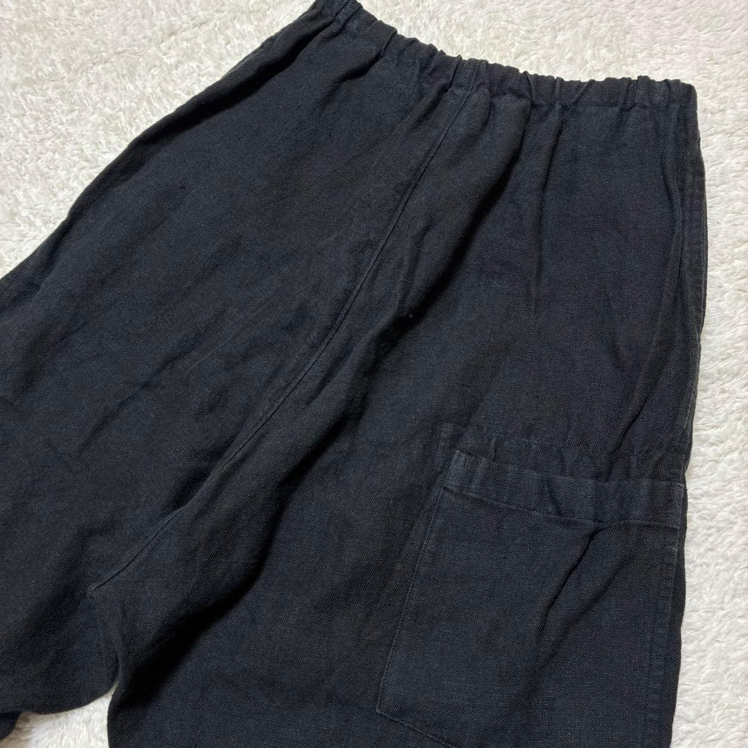 vlas blomme ワークリネンサルエルパンツ　ブラック　チャコール