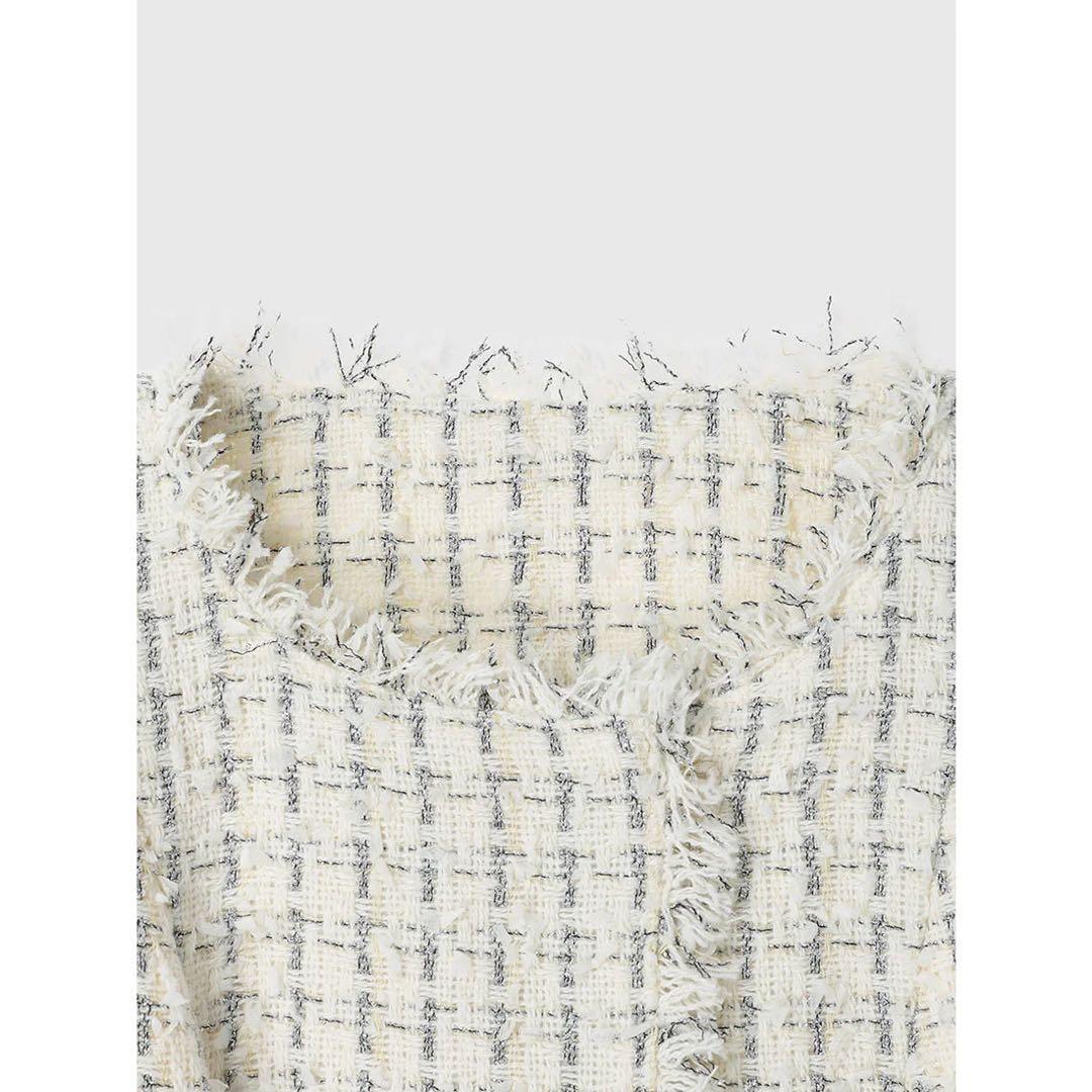 【ほぼ新品】anuans ツイードケープジャケット　ホワイト