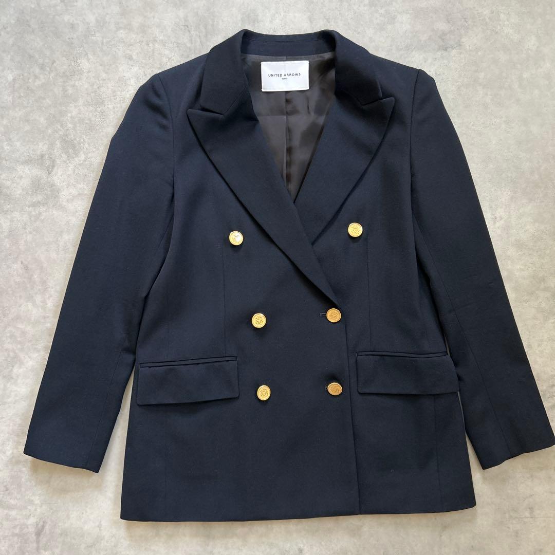 【極美品】united arrows 金ボタン　ネイビー　紺ブレ