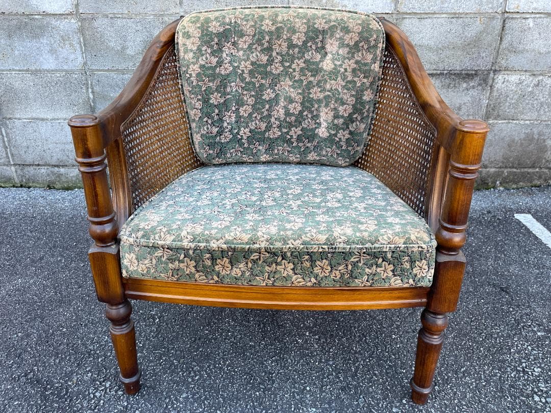 ★ カリモク コロニアル 一人掛け ソファ シングルソファ 古家具 昭和レトロ