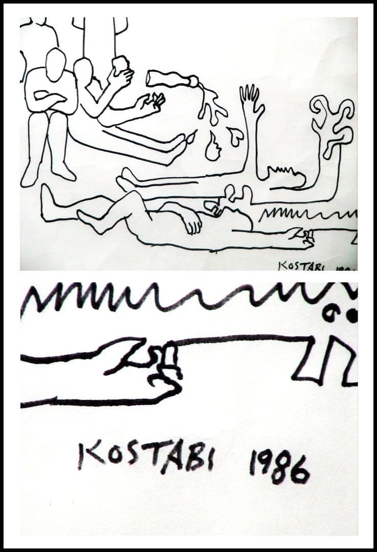 貴重一点物マークコスタビMARK KOSTABI 和紙に直筆デッサン1986