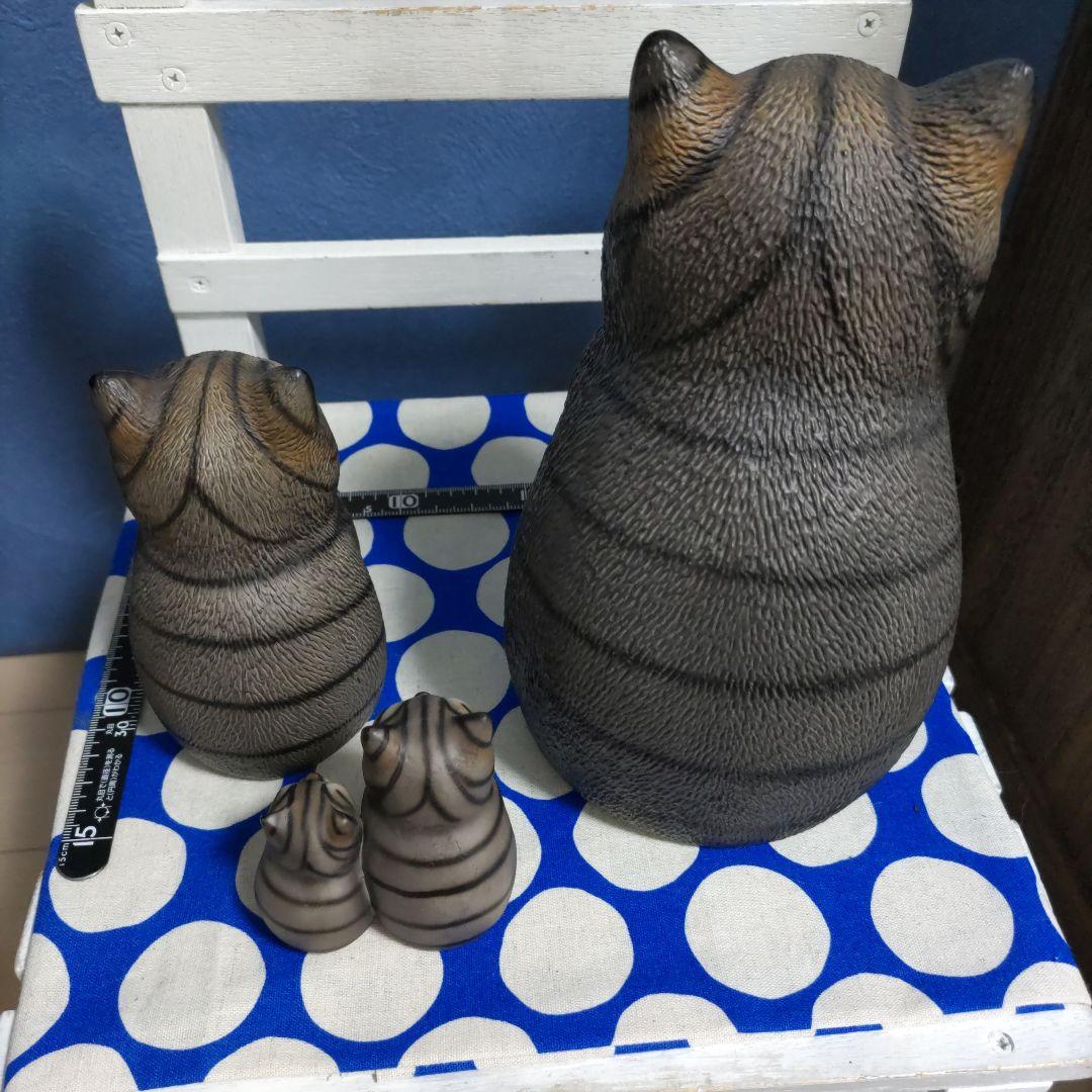 猫　陶器　置物　３点セット