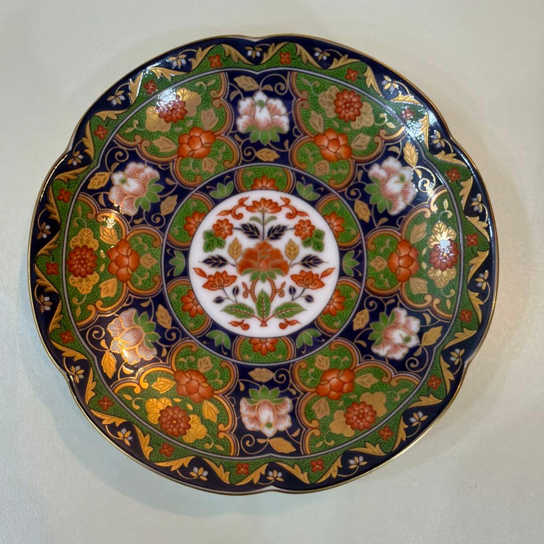 前畑陶器 庫山窯 金襴手 牡丹 銘々皿揃 輪花皿　金彩 古伊万里 色絵 5枚