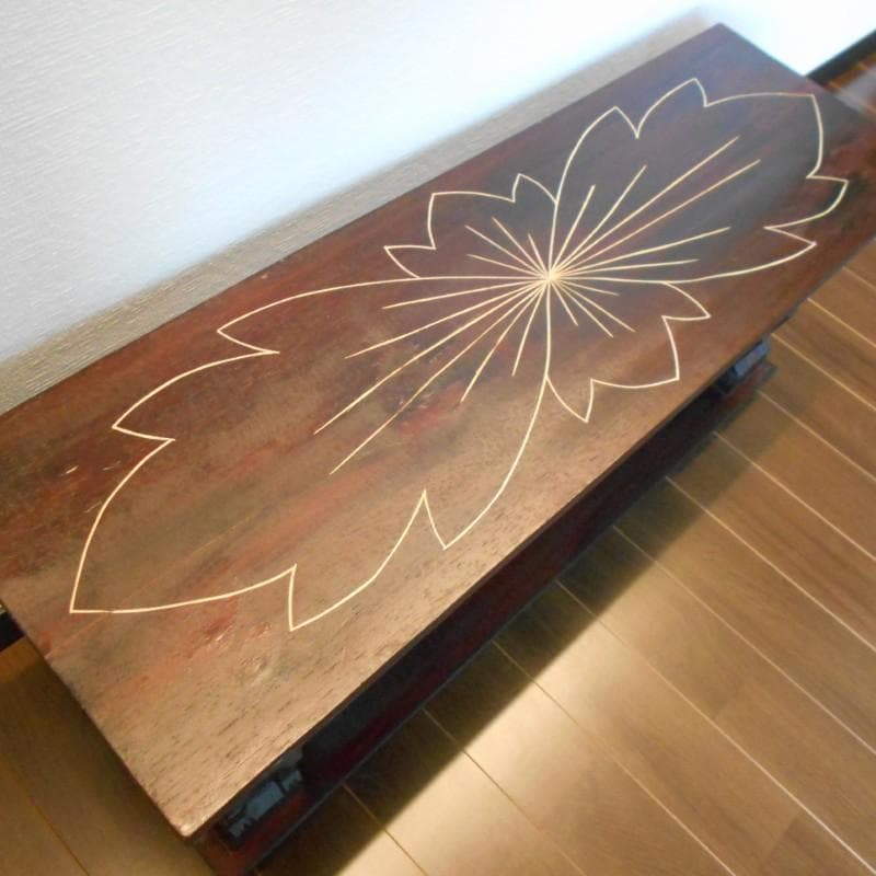 アジアン家具 バリ家具 花柄模様 ロータイプ ＴＶボード ＴＶ台 テレビ台