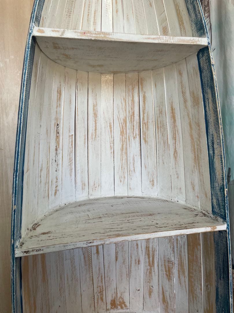 ボート型木製シェルフ 3段　船　山梨手渡し