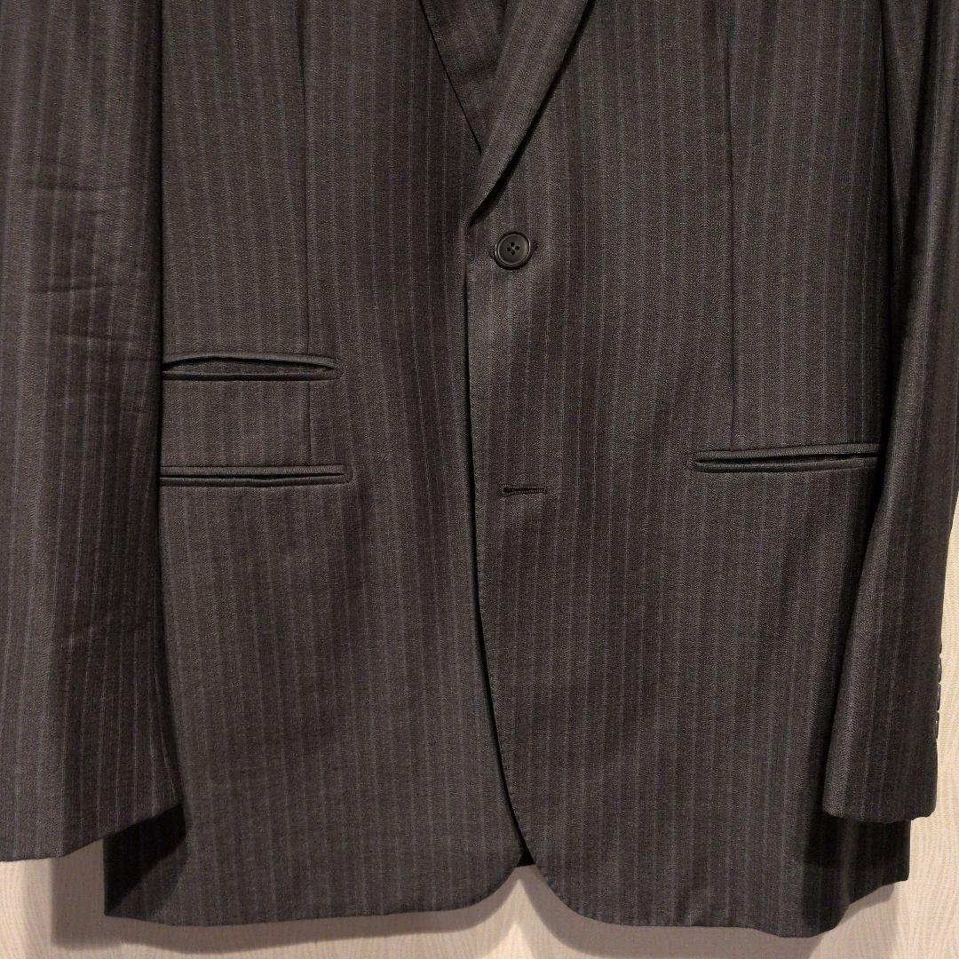 HERMES イタリア製 ダークグレー ストライプ ビジネスジャケット