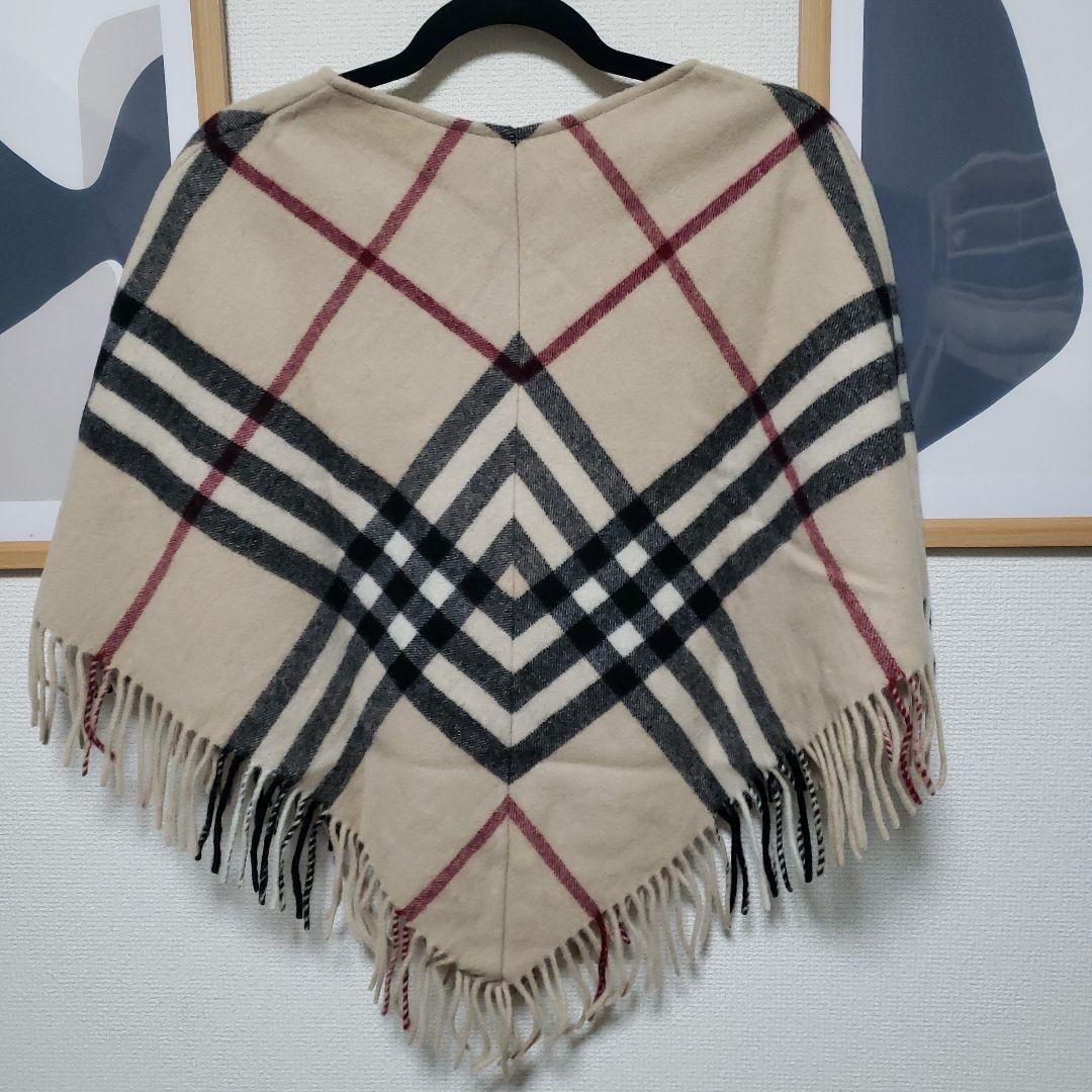 2/1限定価格です。BURBERRY チェック柄ポンチョ 100%ウール
