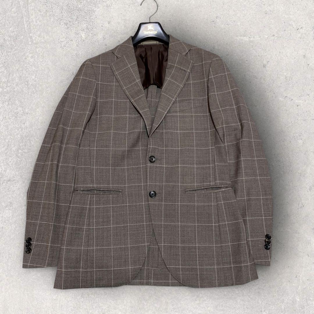 ONLY セットアップシングルスーツ REDA生地 チェック柄 ブラウン