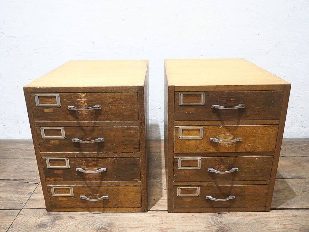 1399　2台セット　ビンテージ　小引き出し　収納棚　書類ケース　レトロ　古家具
