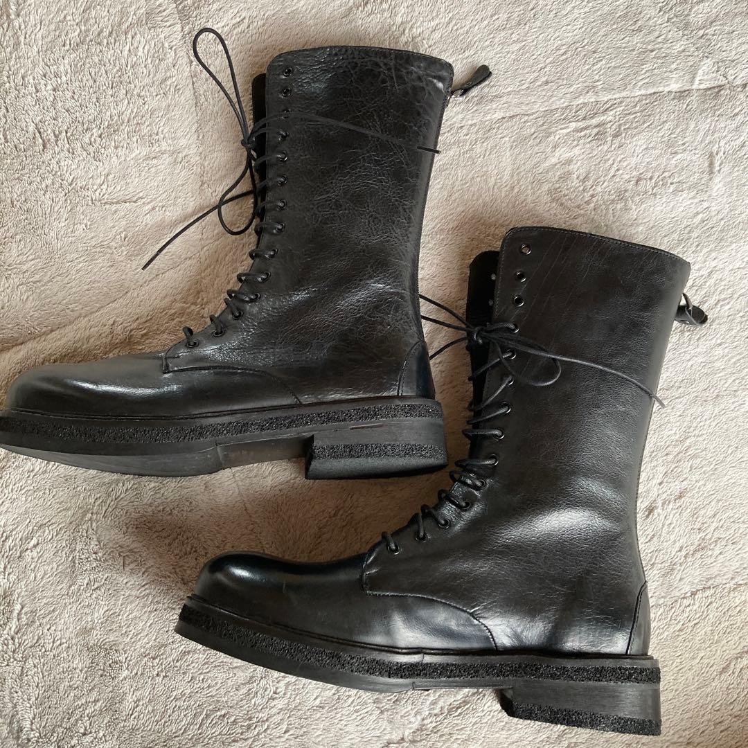 未使用品　HISTRY541 レザーレースアップブーツ　 イタリア製　ブラック