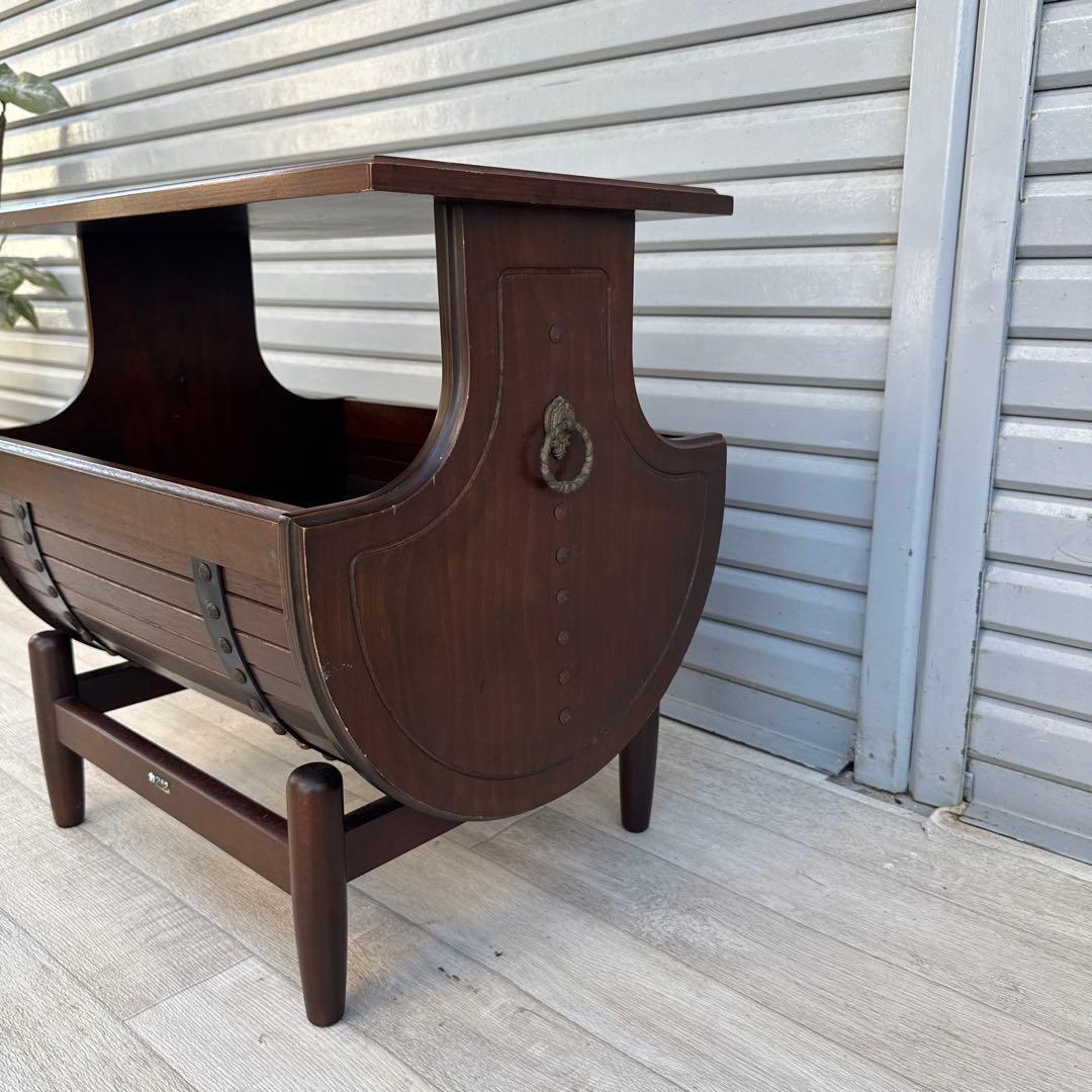 オールドカリモク　サイドテーブル　マガジンラック　花台　昭和レトロ