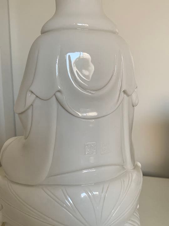 中国　徳化窯白磁　観音像　時代箱付 美術品