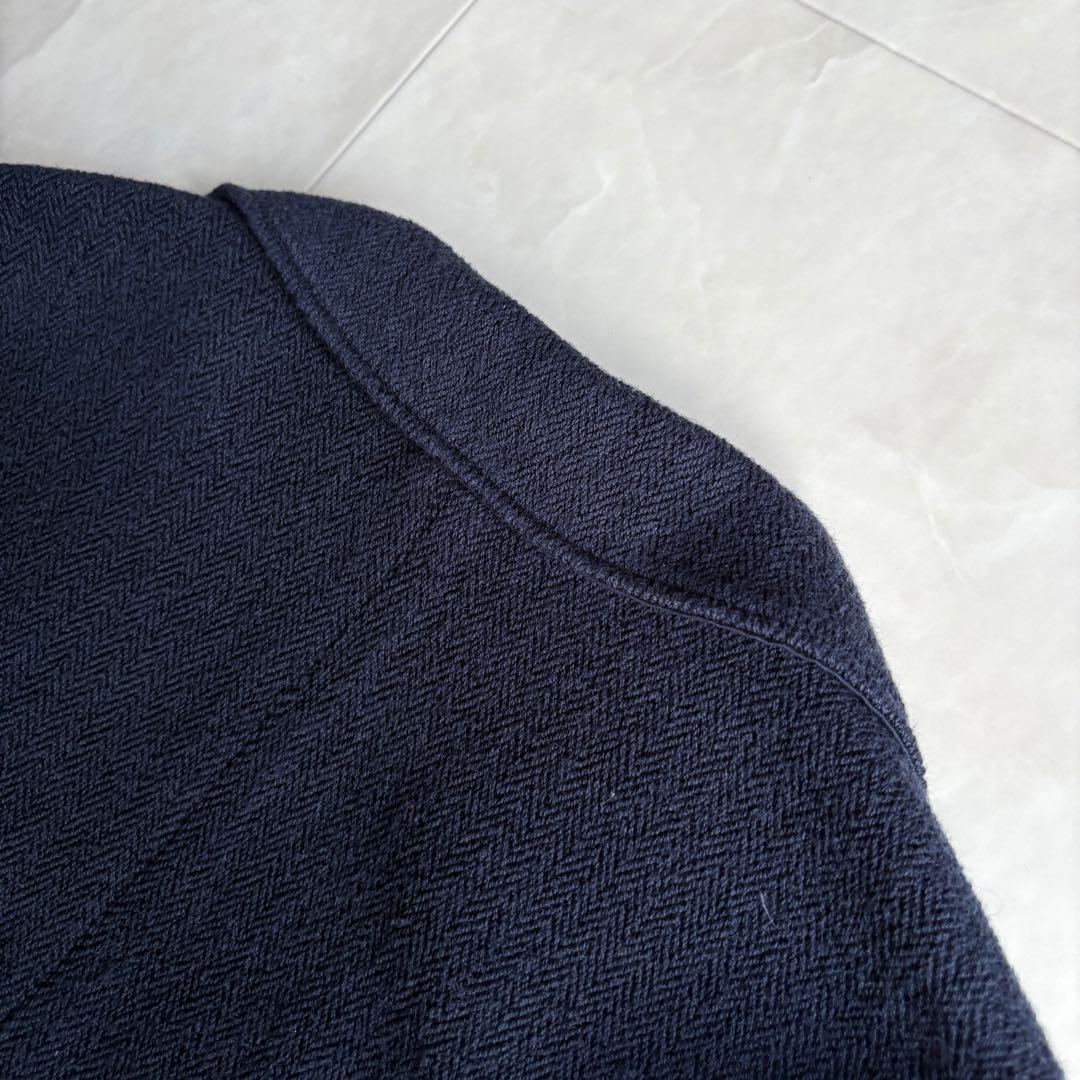 ポロラルフローレン エンブレム刺繍 紺ブレ 金ボタン ヘリンボーン S相当 細身