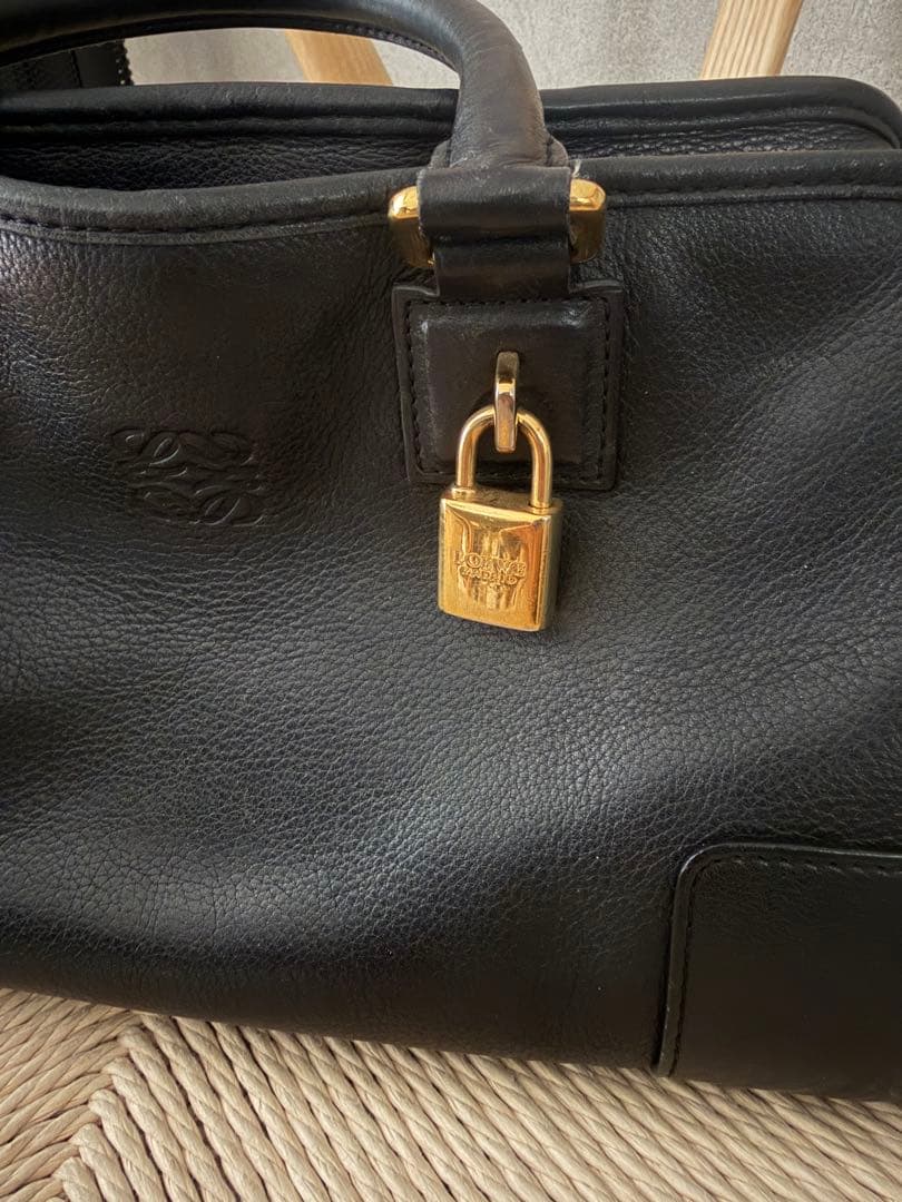 LOEWE アマソナ28 黒ブラック美品鑑定済み中古ボストンゴールドロエベ